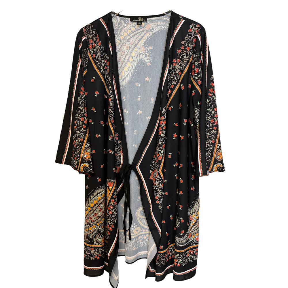 Suzanne Betro Kaftan Wrap Boho Duster Robe Kimono